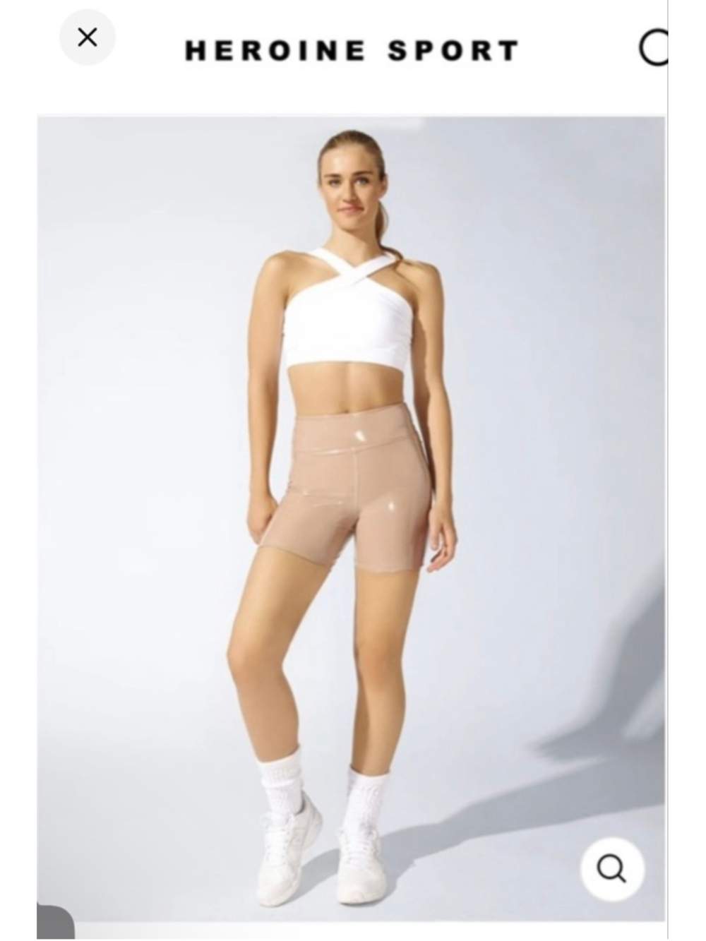 Heroine Sport Blade Short Patent Leather in Nude Beige Vegan- Size Medium